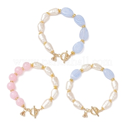 3 bracciale con perline acriliche in imitazione di pietre preziose e perle finte in ABS&nbsp;BJEW-JB12157