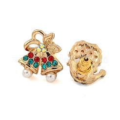 Weihnachtslegierung bunte Strass & Kunststoff asymmetrische Ohrstecker für Frauen&nbsp;EJEW-M256-02C-G