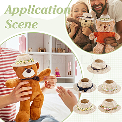 5 Stück Puppenhut in 5 Stilen aus Papyrus und Polyester&nbsp;AJEW-PH0008-42
