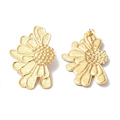Blume ionenbeschichtung (ip) 304 edelstahl ohrstecker für frauen&nbsp;EJEW-L287-021G