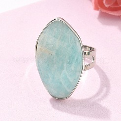 Verstellbarer Ring aus natürlichem Amazonit&nbsp;RJEW-B026-01P