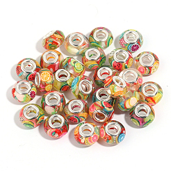 100 Stück Harz mit Polymer Clay im Inneren europäischer Perlen&nbsp;RESI-PA0001-14B