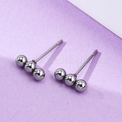 Anlaufgeschützte Ohrstecker aus 201er Edelstahl mit horizontalen Perlen und 316er Edelstahlstift für Damen&nbsp;STAS-K238-01P