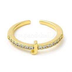 Bague de manchette ouverte avec lettre initiale en zircone cubique transparente&nbsp;RJEW-H120-09G-J