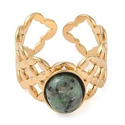 Anillos de dedo ovalados con piedras naturales mixtas&nbsp;RJEW-Z057-13G