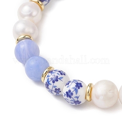 Stretcharmbänder aus natürlichem blauem Spitzenachat&nbsp;BJEW-JB13085