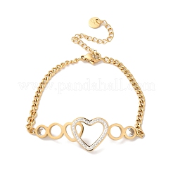 304 Edelstahl Micro Pave Zirkonia Gliederarmband für Damen&nbsp;BJEW-C070-03A-G