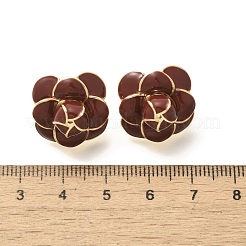 Orecchini a bottone in ottone con fiore&nbsp;LS-EJEW-A121-20G