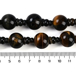 Natürliches gelbes Tigerauge & gefärbtes blaues Tigerauge (gefärbt und erhitzt) 3-Loch Guru Perlenstränge&nbsp;G-H064-E05-04A