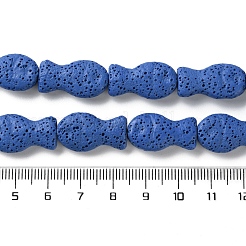 Brins de perles de pierre de lave naturelle teintées de poisson&nbsp;G-O126-01A-04