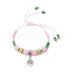 2 bracciale in lega piatta e rotonda con ciondolo a forma di albero della vita&nbsp;BJEW-MZ00256
