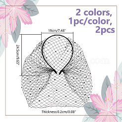 2 pz 2 colori fasce per capelli in tessuto con velo in rete di strass da sposa&nbsp;DIY-GA0007-03
