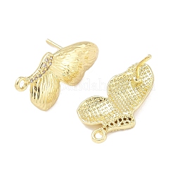Reperti per orecchini a bottone in zircone chiaro con micro pavé di ottone&nbsp;LS-KK-Z106-02G-07