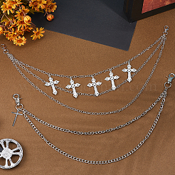 2 stücke 2 arten zink-legierung doppel schicht kreuz ketten gürtel&nbsp;AJEW-HY0002-27