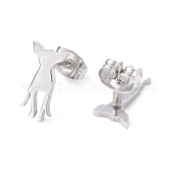 Orecchini a bottone in acciaio inossidabile 304 a forma di cervo anti-ossidazione per donna&nbsp;LS-EJEW-Z017-11P