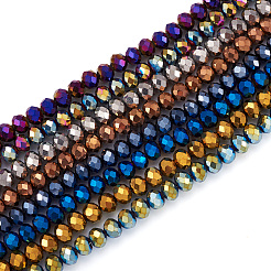 16 Stränge 8 Farben galvanisieren transparente Glasperlenstränge&nbsp;EGLA-CD0001-04