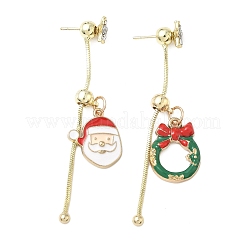 Weihnachtsohrstecker aus Emaille für Damen&nbsp;EJEW-F399-05A-G