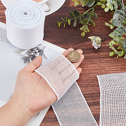 Ruban de toile de jute imitation polyester&nbsp;SRIB-WH0017-03B