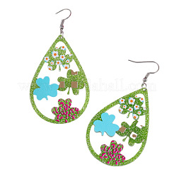 Boucles d'oreilles pendantes en poudre acrylique pailletée pour la Saint-Patrick&nbsp;FS-WGA25D9-07