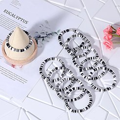 10pcs 10 style argile polymère heishi surfeur bracelets extensibles ensemble&nbsp;BJEW-SW00116
