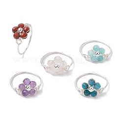 Natürliche Regenbogen Mondstein / Amethyst / Rosenquarz / Redjaspis / Apatit / Amazonit Fingerringe&nbsp;RJEW-JR00881-02