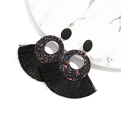 Pendientes de borlas de abanico de acrílico y poliéster de estilo bohemio&nbsp;FS-WGB5BEF-10