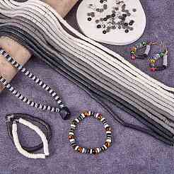 12 Strang 4 Farben flache runde handgemachte Polymer Clay Perlen&nbsp;CLAY-SZ0001-86