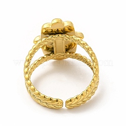 Anillo de puño abierto con diseño de mano de Fátima de acero inoxidable 304 con revestimiento iónico (IP)&nbsp;RJEW-B027-22G