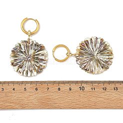 Boucles d'oreilles créoles pendantes en nacre d'ormeau naturelle et acier inoxydable 202 pour femmes&nbsp;EJEW-JE07439-02