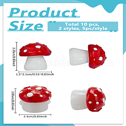 10 Stück 2 Stile leuchtende Pilz-Harz-Display-Ornamente&nbsp;DJEW-LP0001-24