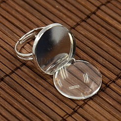 18 mm freie gewölbte Glas Cabochon Deckel und Messing Pad-Ring Grundlagen für diy portrait ring Herstellung&nbsp;DIY-X0130-S