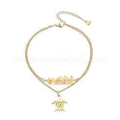Fußkettchen mit mehrreihigem Charm aus Edelstahl 304&nbsp;AJEW-AN00511