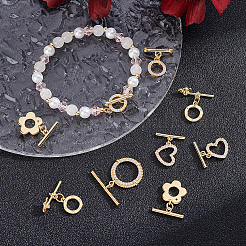 10 Stück 5 Stile Messing Micro Pave klare Zirkonia Knebelverschlüsse&nbsp;KK-BBC0025-26