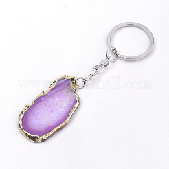 Porte-clés en agate naturelle plaquée&nbsp;KEYC-S252-09