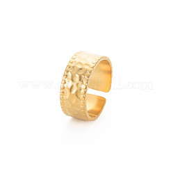 Bague ouverte plate martelée en acier inoxydable 304 avec placage ionique (IP) pour femme&nbsp;RJEW-S405-208G