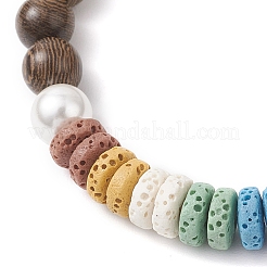 Bracelets extensibles en bois de wengé naturel&nbsp;BJEW-JB12155-01