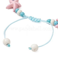 Seestern & Schildkröte synthetische türkisfarbene Perlen geflochtene Perlenarmbänder für Frauen&nbsp;BJEW-JB12130-01