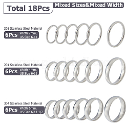 18 Stück 18 Stile 304 & 201 Edelstahl Fingerringe für Frauen Männer&nbsp;RJEW-HS0001-03