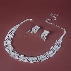 Ensembles de colliers et boucles d'oreilles à chaîne en laiton avec strass en cristal&nbsp;FS-WG98015-01