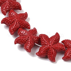 Brins de perles sculptées teintées en corail synthétique&nbsp;CORA-K009-06C-05