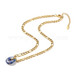 Collana con ciondolo a forma di ciambella in pietra mista naturale&nbsp;NJEW-JN03815