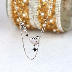Collier pendentif coeur et mot d'amour en zircone cubique rose&nbsp;JN1076A