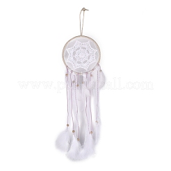 Ragnatela/rete intrecciata in ferro con decorazioni pendenti in piume&nbsp;AJEW-P097-01