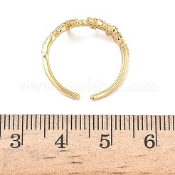 Anelli aperti con polsino in acciaio inossidabile 304 e zirconi cubici per donna&nbsp;LS-RJEW-Z122-02G-04