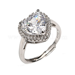 Verstellbare Manschettenringe aus Sterlingsilber mit Mikropavé und Zirkonia für Damen&nbsp;RJEW-F183-01A-01