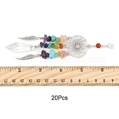 Chakra-Anhänger aus natürlichen und synthetischen Edelsteinsplittern und Legierungen&nbsp;HJEW-FS00024