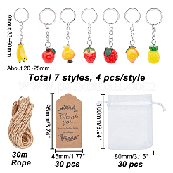 28 porte-clés pendentif en résine de fruits de 7 styles&nbsp;KEYC-PH0001-60