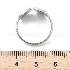 Anillos de puño rectangulares de acero inoxidable 304 con concha blanca para mujer&nbsp;RJEW-G346-04P-02
