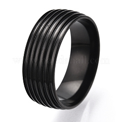201 geriffelte Fingerringfassungen aus Edelstahl&nbsp;STAS-WH0047-06EB