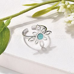 Los anillos de dedo de color turquesa sintética&nbsp;RJEW-I110-02P-02
